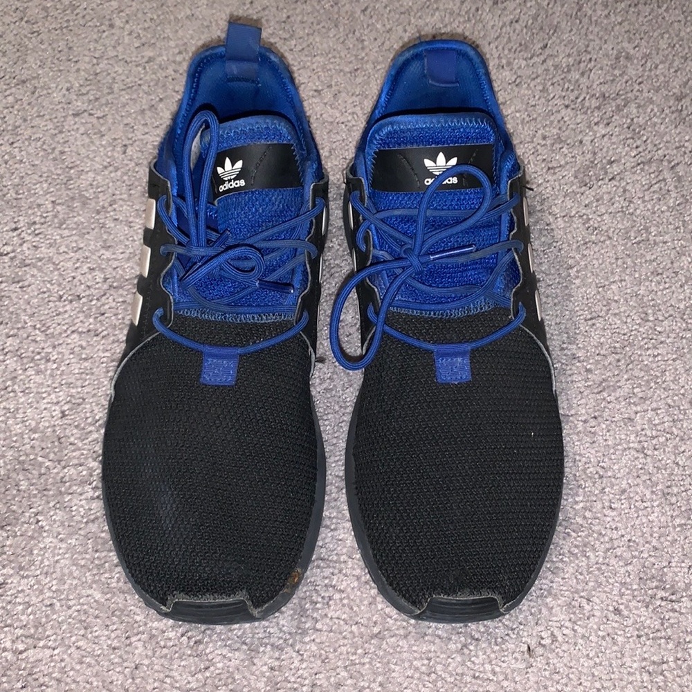Mens black and blue adidas shoes